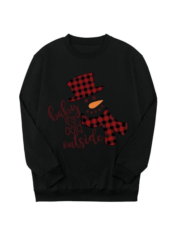 Teen Girl's Cartoon Snowman Print Crew Neck Sweatshirt, Casual Long Sleeve Pullover for Daily Wear, Clothing for All...