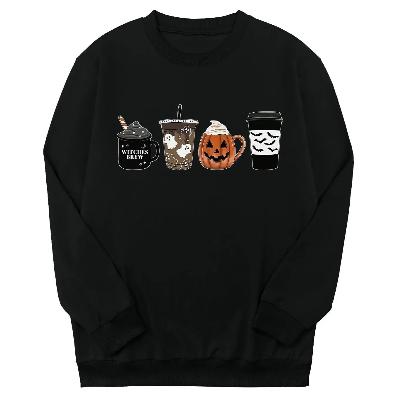 Teen Girl's Halloween Print Crew Neck Sweatshirt, Casual Long Sleeve Pullover for Daily Wear, Clothing for All...