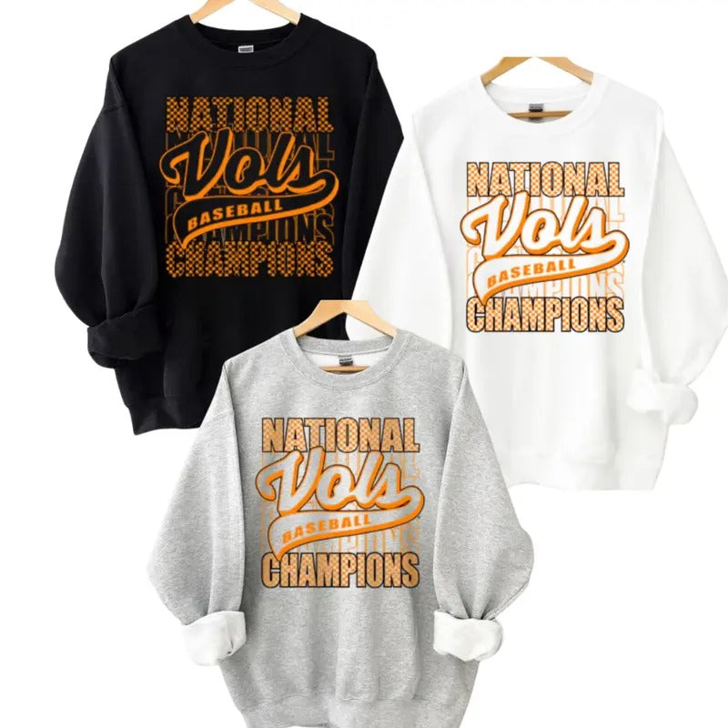 Tennessee Volunteers Sweatshirt, Unisex 2024 NCAA Shirt, Men's Baseball College World Series Champions Check T-Shirt...