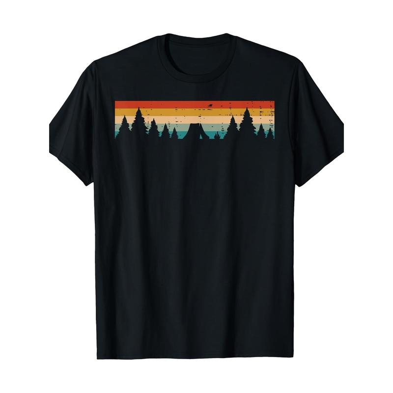Tent Tree Sunset Vintage Nature Camping Men's T-shirt -100% cotton Made in USA Hoodie, Sweatshirt | HypeDripTees.com