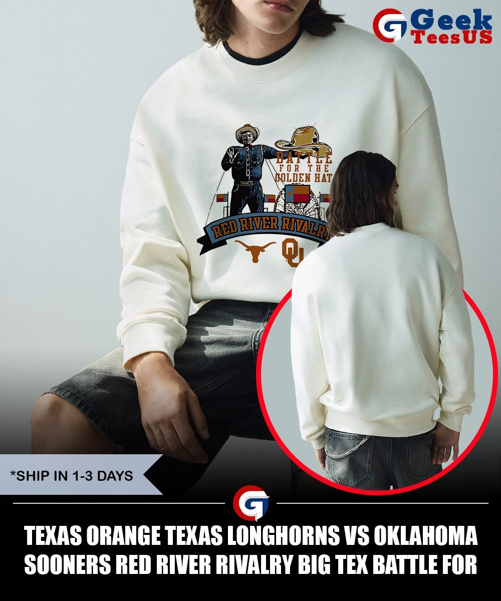 Texas Orange Texas Longhorns vs Oklahoma Sooners Red River Rivalry Big Tex Battle For The Golden Hat shirt