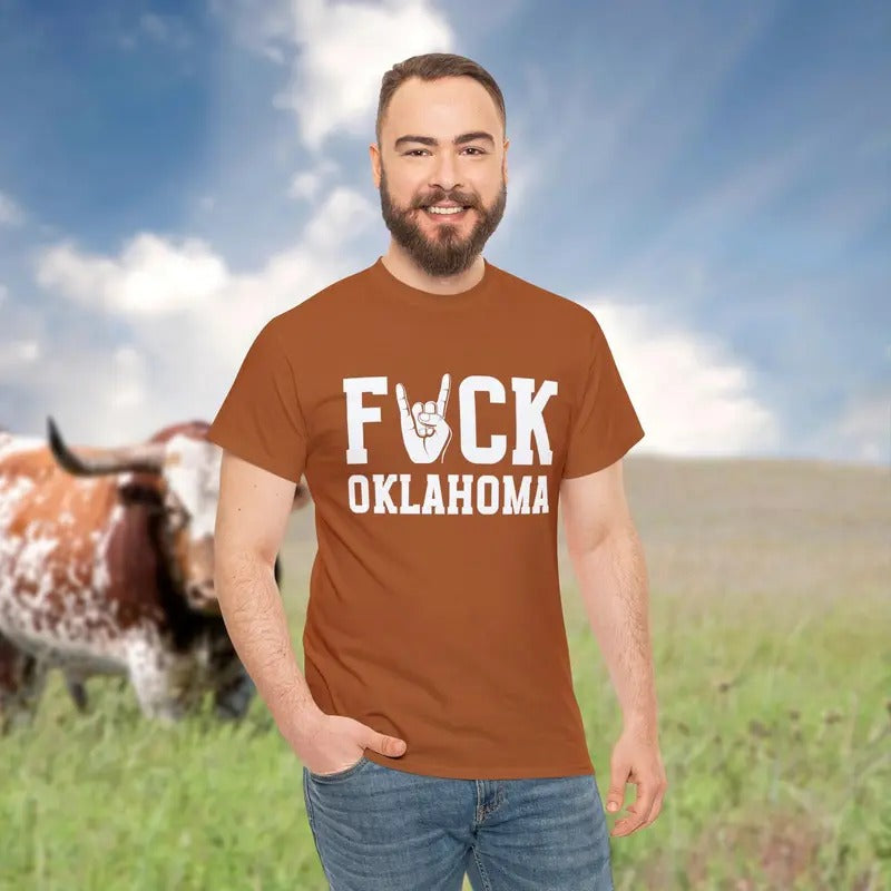 Texas Shirt Fck Oklahoma Shirt Texas Tailgate Apparel Texas Gift Cotton Menswear Hoodie, Sweatshirt | HypeDripTees.com