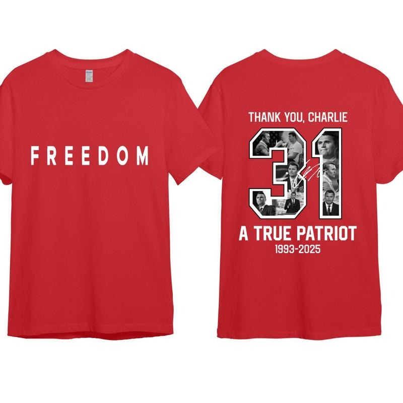 Thank You T-Shirt, Wear Red October 14th CJK Day Tee, Charl1e K1rk Birthday Shirt, Conservative Graphic Top, Unisex...