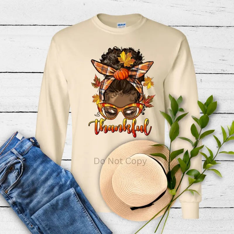 Thankful DTF Transfer ONLY - This is NOT a T Shirt Hoodie, Sweatshirt | HypeDripTees.com