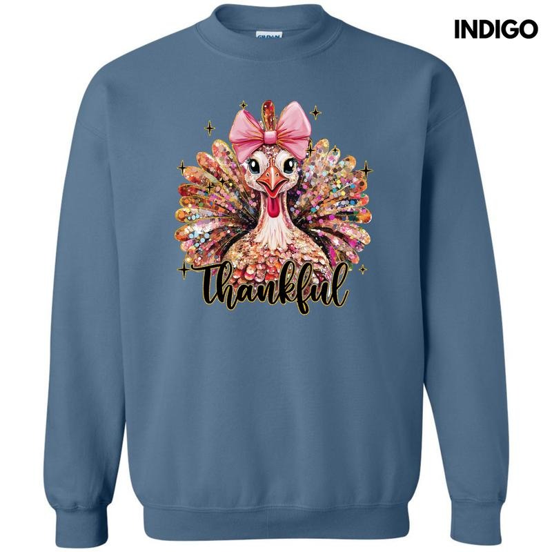 Thankful Glitter Turkey Sweatshirt 'NLB' T-Shirts, Hoodie | HypeDripTees.com