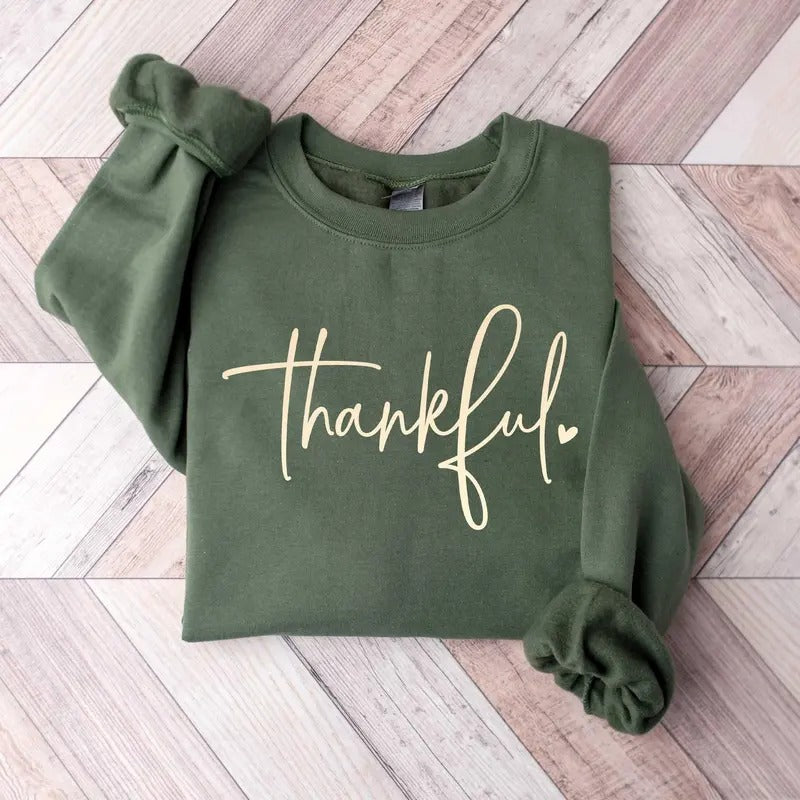 Thankful Lover Sweater, Hello Thanksgiving Sweatshirt, Women Thankful Hoodie Casual Cotton T-Shirts | HypeDripTees.com