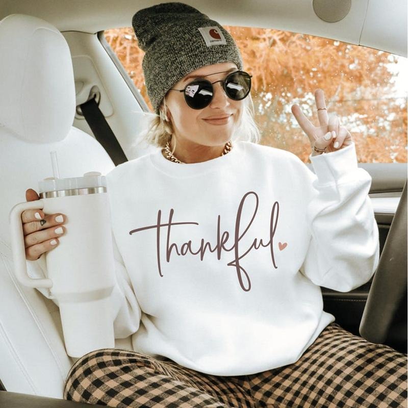 Thankful Sweatshirt, Cute Fall Crewneck for Women, Thanksgiving Sweater, Cozy Autumn Pullover, Turkey Day Outfit, Fall...
