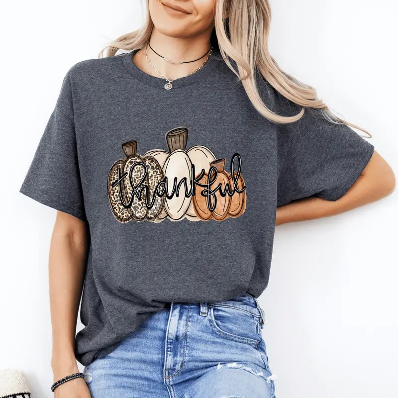 Thankful Thanksgiving Shirt. Casual Fall Softstyle Unisex T-Shirt. Cute Graphic Tee Hoodie, Sweatshirt | HypeDripTees.com