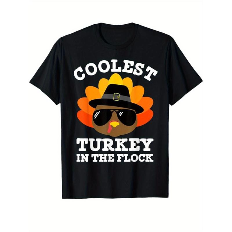 Thanksgiving Day Printed, Men's Cotton Graphic T-shirt, Casual Short Sleeve Crew Neck Gamer T-shirt, Men's Tee For...