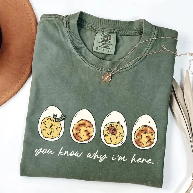 Thanksgiving Deviled Eggs Comfort Colors Shirt, You Know Why I'm Here Shirt, Thankful Shirt, Thanksgiving Gift,...