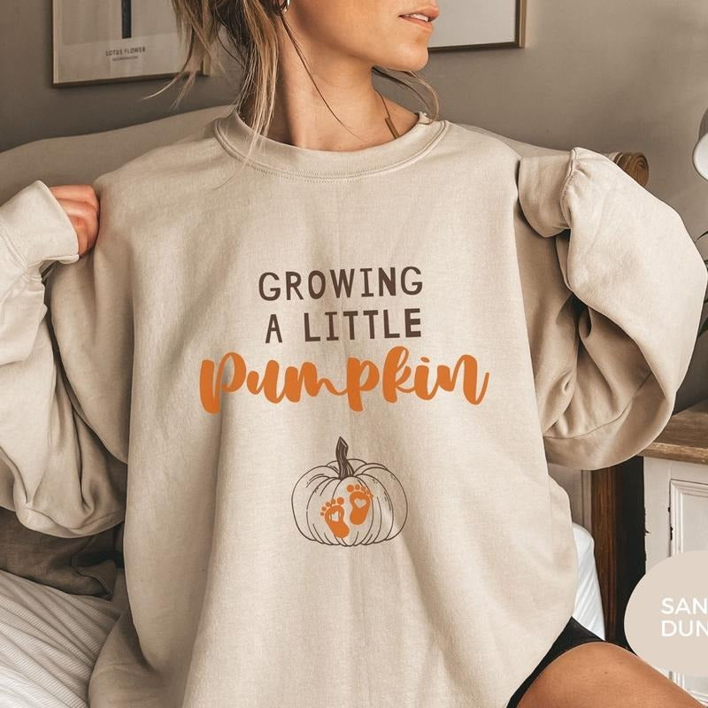 Thanksgiving Fall Pregnancy Announcement Sweatshirt, Funny Pregnancy reveal shirt, mom to be crewneck , cute baby feet...