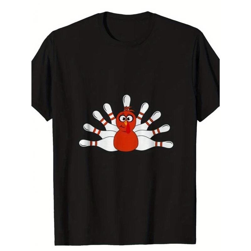 Thanksgiving Printing, Men's Cotton Turkey Pattern T-shirt, Casual Short Sleeve round Neck Game T-shirt, Men's Outdoor...