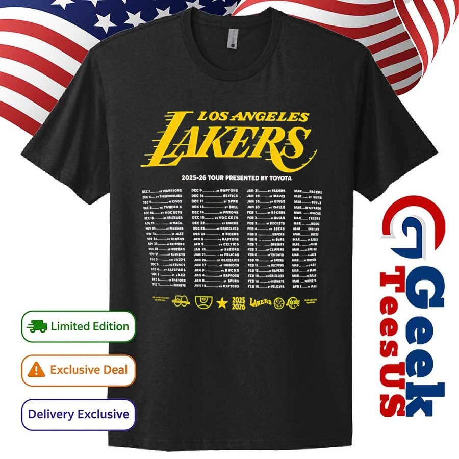 The 2025-26 Los Angeles Lakers Season Tour shirt