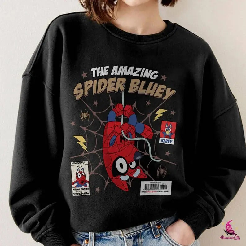 The Amazing Spider Bluey Shirt, Bluey Family Shirt, Bluey Cartoon Shirt, Bluey Birthday Party Shirt, Bluey Heeler Shirt,...