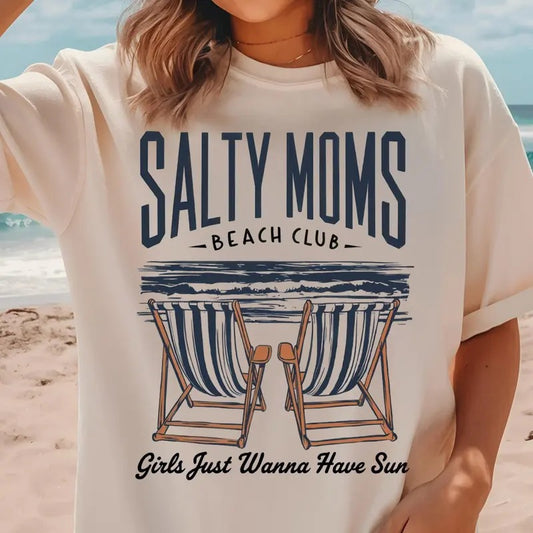 The Beach Club Salty Mom Trendy Summer Shirt, Aesthetic Retro Beach Girl Tee, Funny Sarcastic Mom Shirt, Mother's Day Gift
