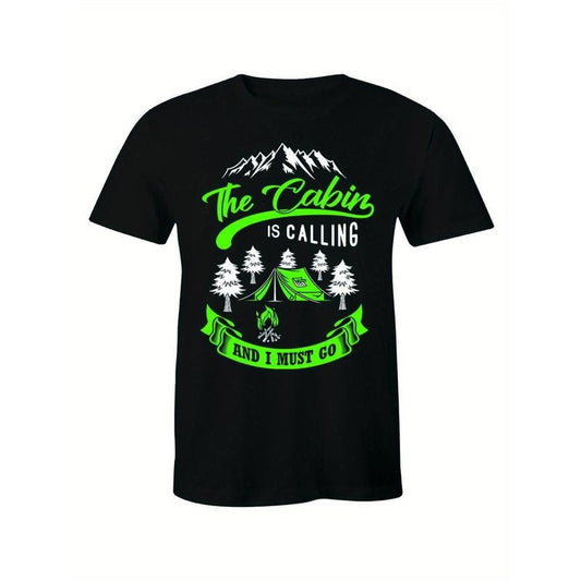 "The Cabin is Calling"... Transform your closet with our premium men's cotton T-shirts: bold digital prints and perfect fits for a comfortable, stylish, casual look made in usa