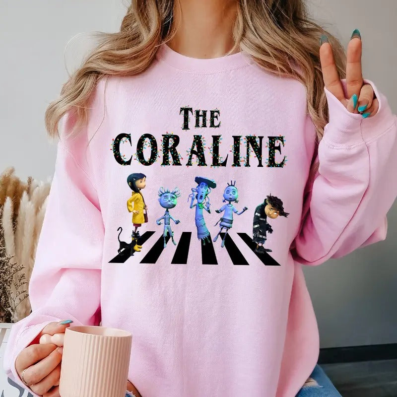 The Coraline Christmas Sweatshirt, Christmas Coraline Unisex Softstyle T-Shirt Hoodie | HypeDripTees.com