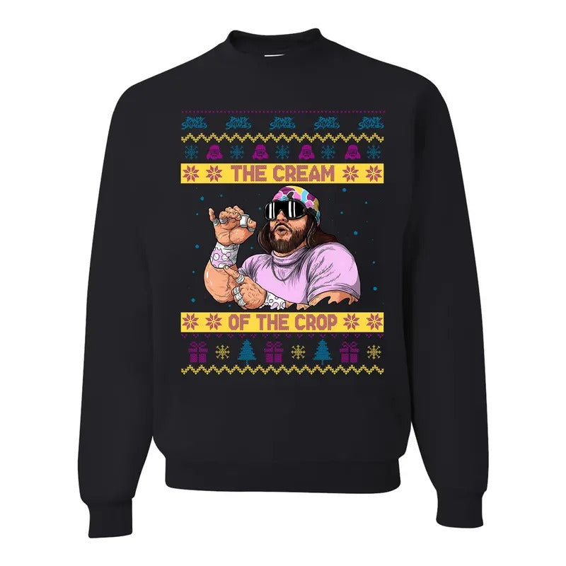 The Cream Of Crop Ma.ch0  Madnes Ugly Sweater, Randy Savage Christmas Sweatshirt, Gift For Fan, Funny Christmas...