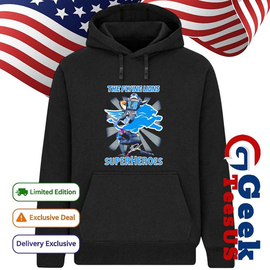 The Flying Lions Super Heroes Detroit Lions signature shirt