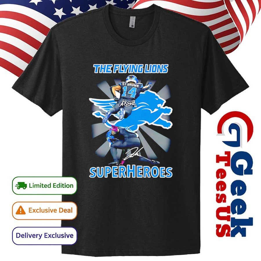 The Flying Lions Super Heroes Detroit Lions signature shirt