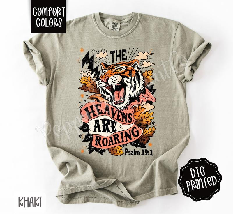 The Heavens Are Roaring Shirt Comfort Colors, Trendy Religious Women's Tshirt Hoodie, Sweatshirt | HypeDripTees.com