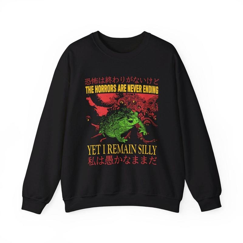 The Horrors Are Never Ending Frog Crewneck Sweatshirt T-Shirts, Hoodie | HypeDripTees.com