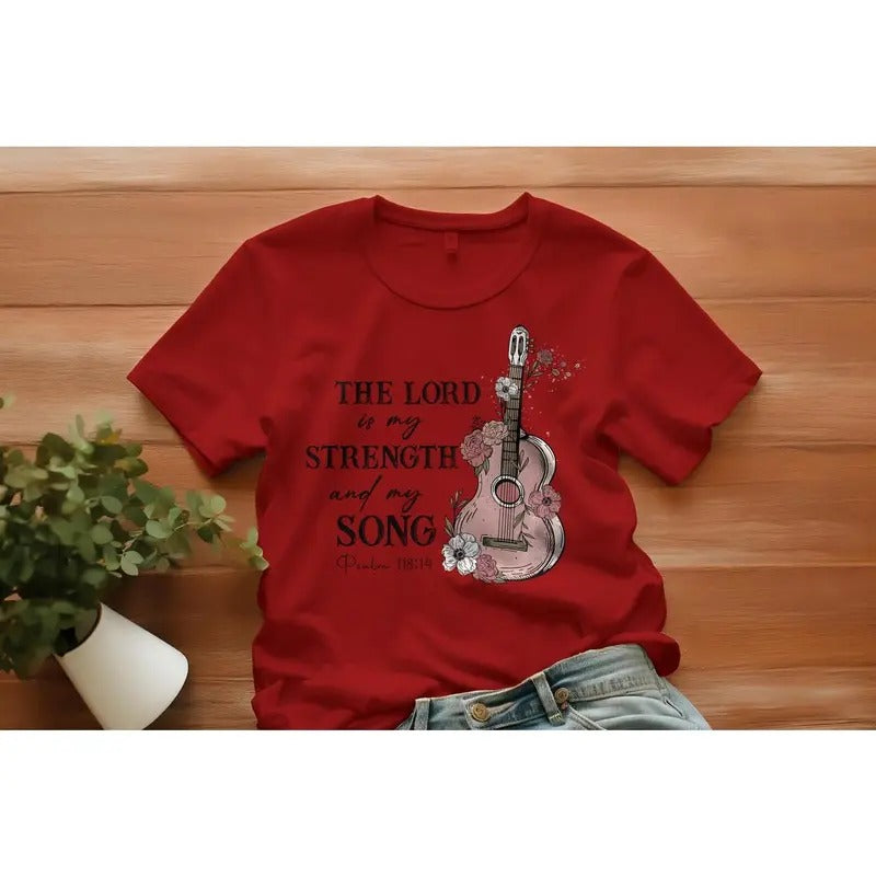 The Lord Is My Strength And My Song Christian Women's T-Shirt Casual Crewneck Hoodie, Sweatshirt | HypeDripTees.com