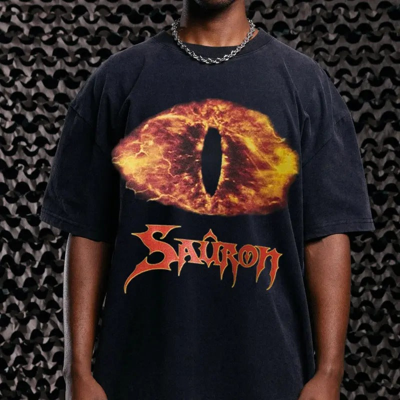 The Lord Of The Rings The Eye Of Sauron Vintage T-Shirt Trending Movie Shirt Menswear Streetwear Movie Fans Graphic...