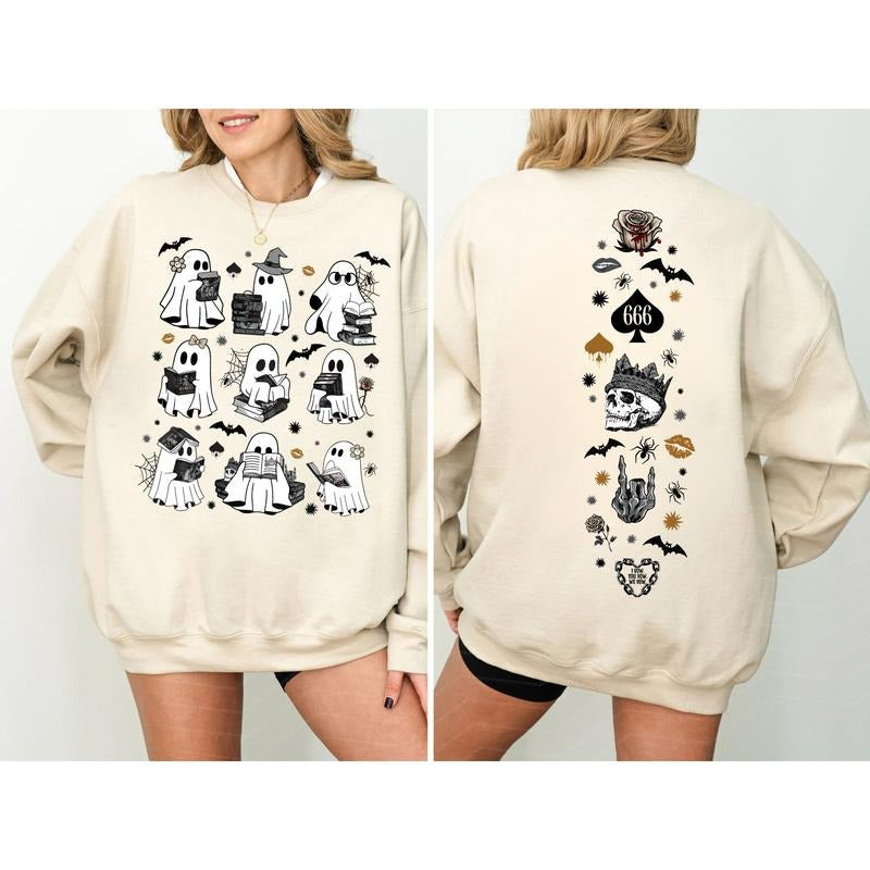 The Lords Ghost Book Cover Sweatshirt, The Lords Series Sweatshirt, Ghost Reading Book Hoodie, Spooky Season Halloween...