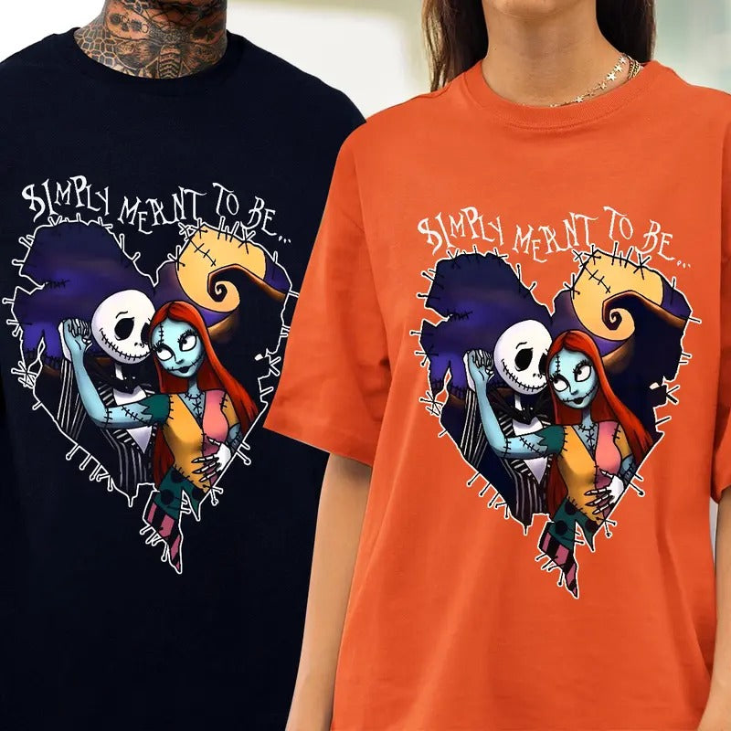 The Lovers Nightmare Before Christmas Jack Skellington and Sally Halloween T-Shirt, Spooky Season Halloween Couples...