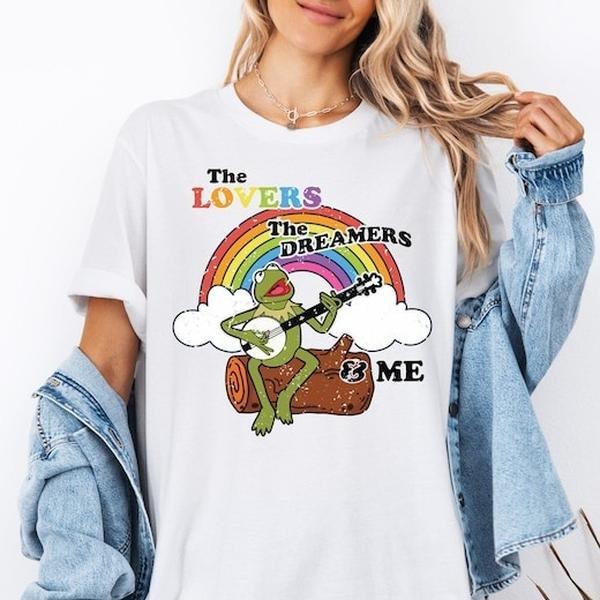 The Lovers The Dreamers & Me Shirt, Kermit The Frog T-Shirt, Retro Muppet Kermit Shirt, The Dreamers Rainbow Shirt,...