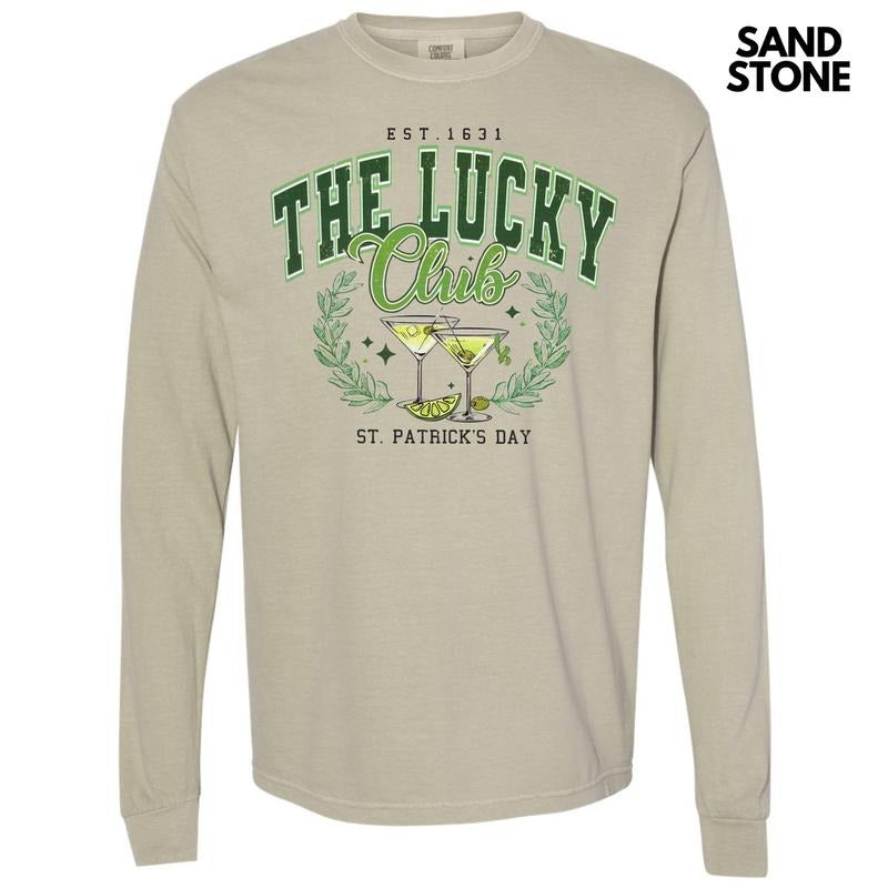 The Lucky Club Long Sleeve Comfort Colors T-Shirt Hoodie, Sweatshirt | HypeDripTees.com