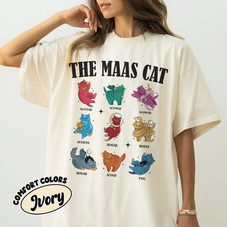 The Maas Cat Comfort Colors Shirt, SJM Fan Gift, Acotar T Shirt, SJM Book Cats Tee, Funny SJM Book Tour Tee Garment...