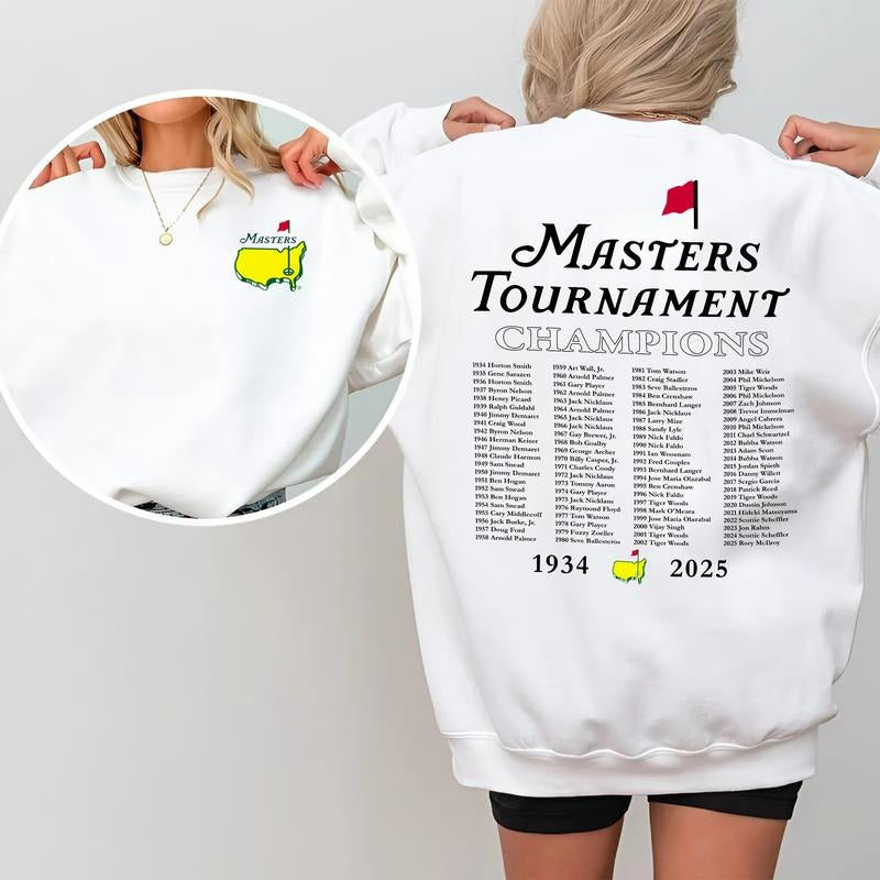 The Masters Augusta 2025 Sweatshirt, Vintage Golf Champions Print, 2-Sided Cotton Crewneck, Streetwear Long Sleeve,...