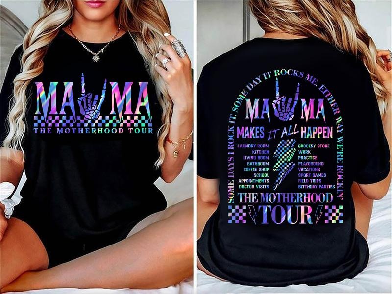 The Motherhood Tour bundle, Some Days I Rock It Shirt, Some Days It Rocks Me Tshirt Breathable Casual Comfort Outfit Soft...