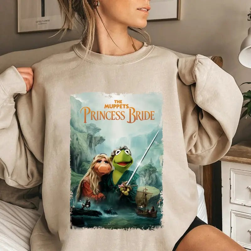 The Muppets Princess Bride Shirt, Kermit Frog And Miss Piggy Tee Shirt, Retro Muppet Lovers Sweatshirt, Muppet Series...
