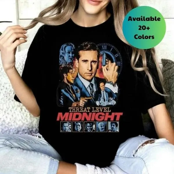 The Office Threat Level Midnight Retro Vintage Shirt, Gift For Woman and Man Unisex T-Shirt, Trending T-shirt,  Crew...