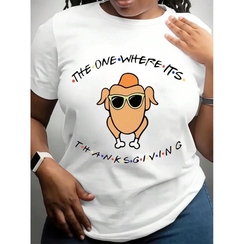 The One Where It's Thanksgiving Friends TV Show Inspired Turkey Sunglasses Graphic T-Shirt For Women cotton short-sleeve...