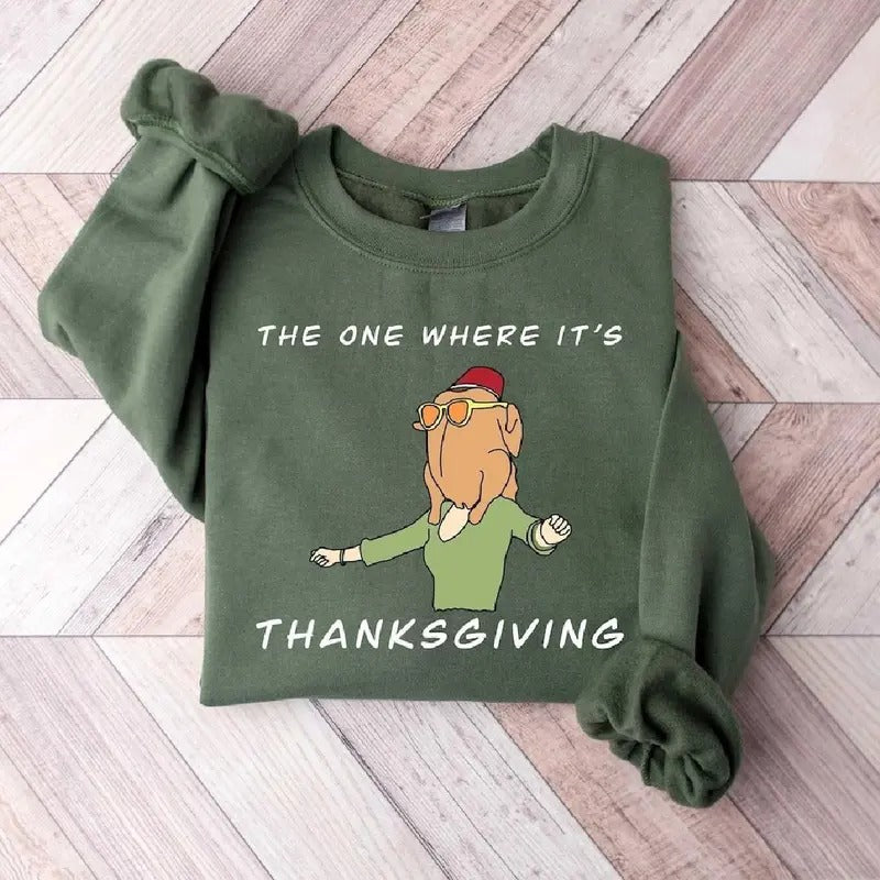 The One Where Its Thanksgiving Tshirt Turkey T-Shirt Vintage Turkey Thanksgiving Tshirt, Funny Thanksgiving Friends Shirt...