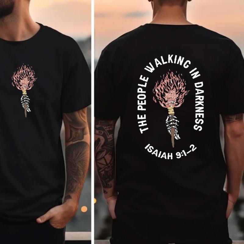 The People Walking In Darkness Tee Pure Cotton Casual Street Style Crew Neck Short Sleeve T-Shirt Tops Trendy For Women...