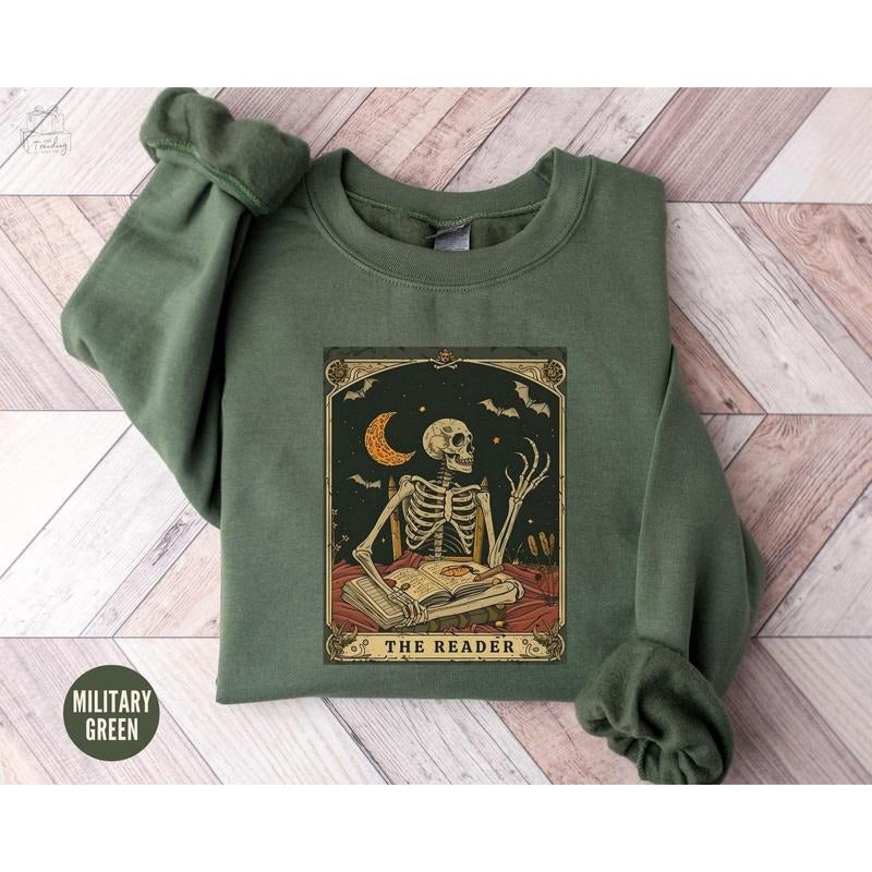Reader Tarot Card Shirt Skeleton Reading Tarot Card Shirt Book Lover Bookish Bookworm T-Shirts, Hoodie, Sweatshirt