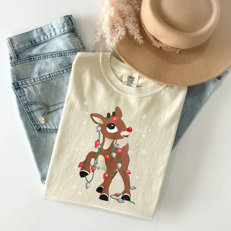 The Red Nosed Reindeer Christmas Comfort Colors T-shirt, Rudolph Christmas Shirt, Christmas Gift Hoodie, Sweatshirt