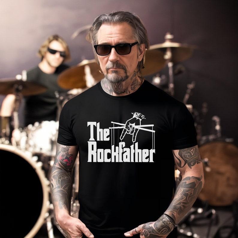 The Rockfather T-Shirt for the True Rock Dad - Drummer Shirt - Rock Band Shirt - Gift for Papa - Funny Musician T Shirt