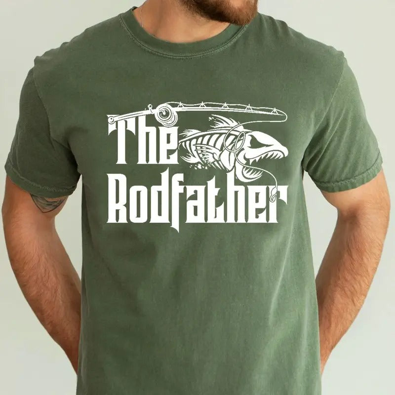 The Rodfather Fishing Men Shirt, Angler Fishing Outdoors Outfit, Fisherman Daddy Tee, Father's Day Gift, Camo Dad Gift...