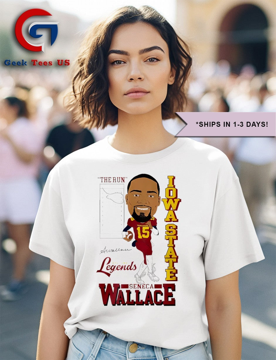 The Run Iowa State Cyclone Legends Seneca Wallace caricature shirt