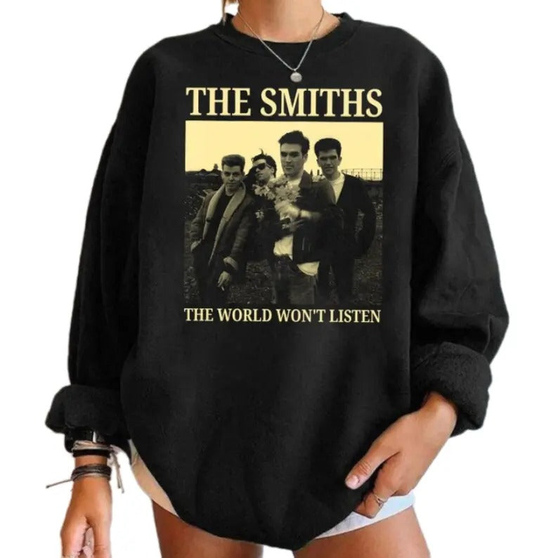 The Smiths The World Won't Listens Graphic Sweatshirt, The Smiths Crewneck, Fans Gift T-Shirts, Hoodie | HypeDripTees.com