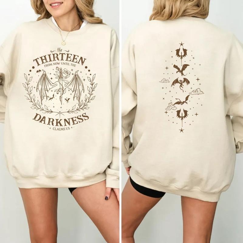 The Thirteen Throne Of Glass From Now Until The Darkness Claims Us, Fourth Wing Hoodie, Dragon Rider Shirt, Unisex...