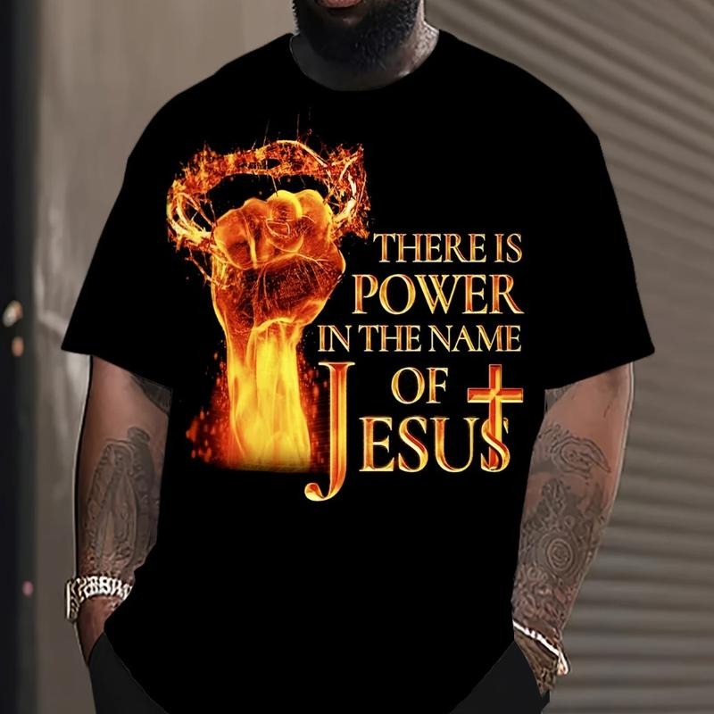 There Is Power In the Name of Jesus T-Shirt Casual Style Crew Neck Short Sleeve T-Shirt Tops Trendy for Unisex, Perfect...