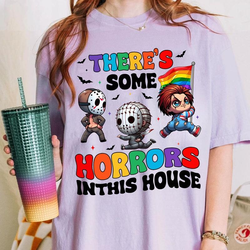 There's S0me Horrors In This House Shirt Lgbtq, Funny Horror Shirt, Halloween Shirt Hoodie, Sweatshirt | HypeDripTees.com
