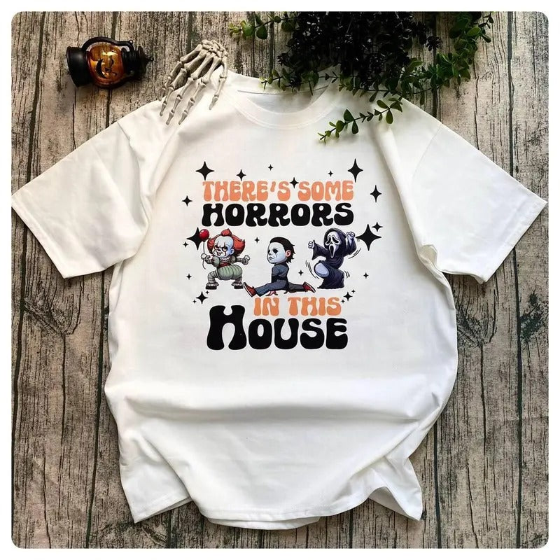 There's Some  s In This House Shirt Michael Myers Ghostface Pennywise Shirt Spooky Season Halloween Gift, Trendy Funny...